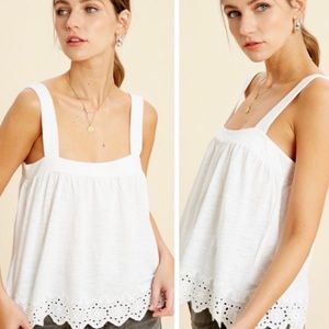 🦋HP🦋Eyelet Detail Square Neckline Tank🌸 Free Shipping 🌸
